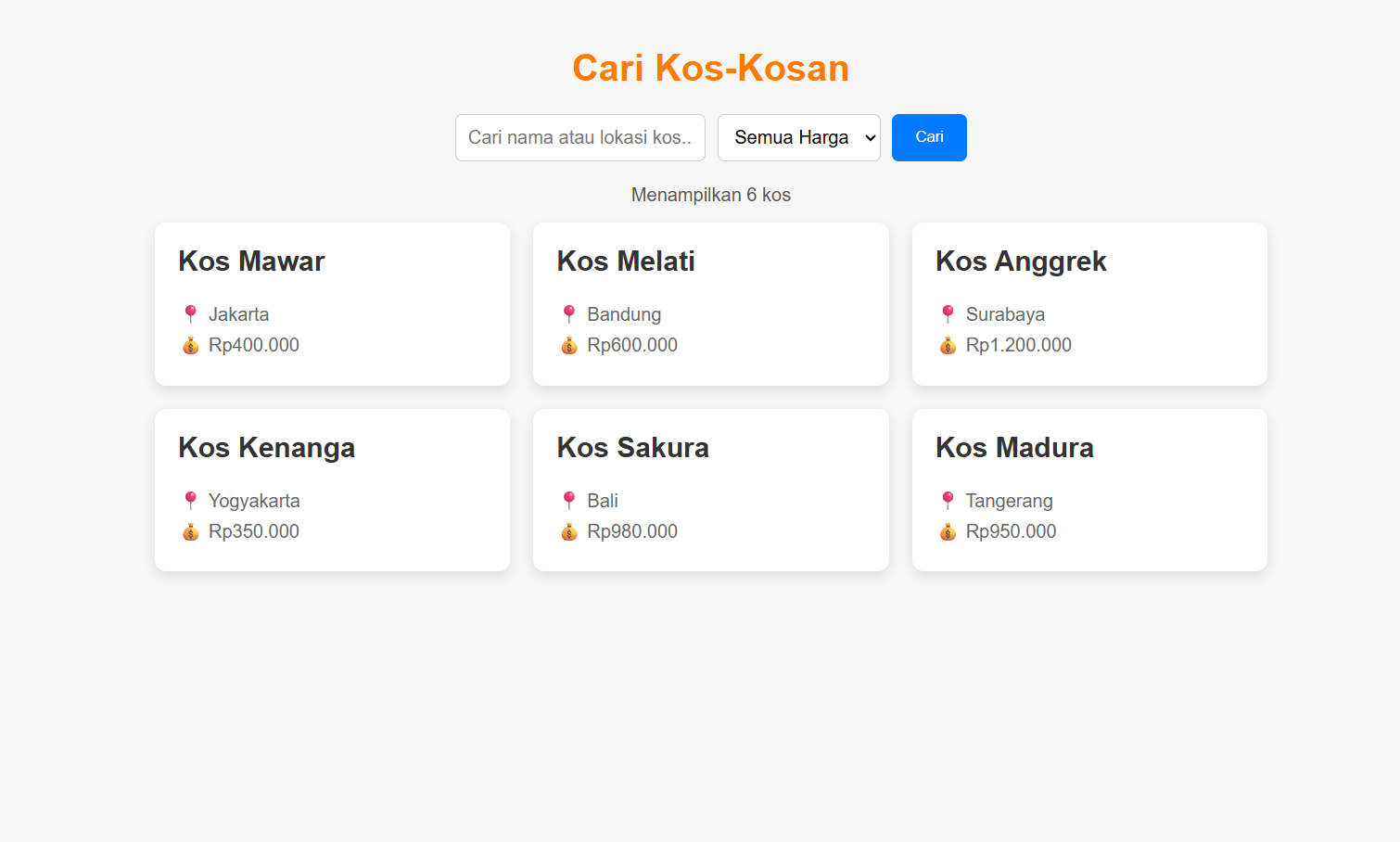 Website Pencarian Kos